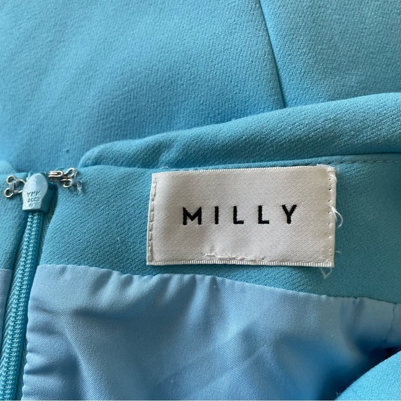 Milly Sky Blue Ruffle Trim Poly Blend Savannah Dress Size 10 - Picture 5 of 8